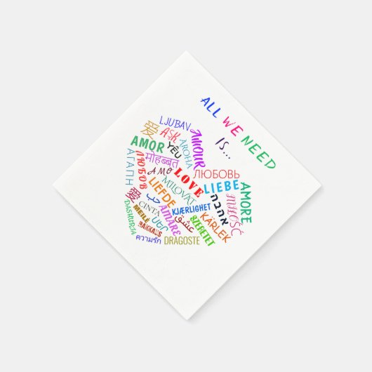 Ihre Napkins mit Liebe Text Multi Language Word Serviette (Ecke)
