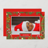 Ihre Niedliche Foto Red Frame Weihnachtskarte (Vorne/Hinten)