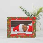Ihre Niedliche Foto Red Frame Weihnachtskarte (Stehend Vorderseite)