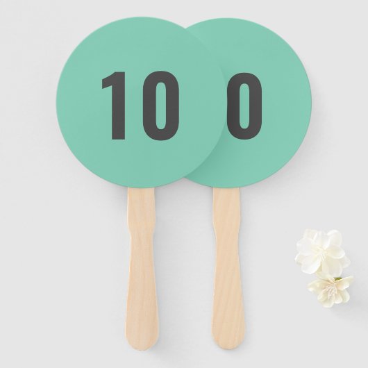 Ihre Nummer | Minze Green Event Score Paddle Fächer (Vorne und Hinten)