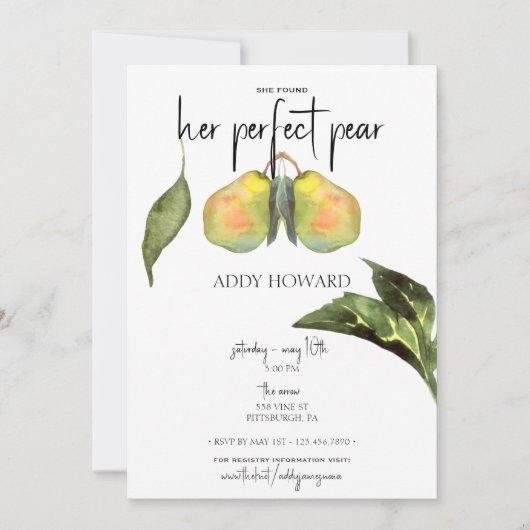 Ihre perfekte Birne - Brautdusche Einladung (Vorderseite)