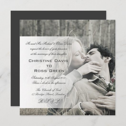 Ihre personalisierte Hochzeitseinladung des Fotos Einladung (Vorne/Hinten)