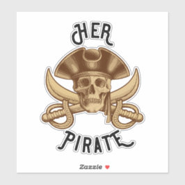 Ihre Piraterie Vintage Crossbones Skull & Sword Aufkleber
