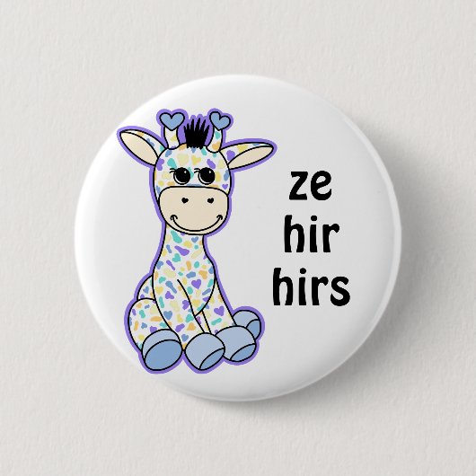 IHRE PRONOUNS Niedliche Genderfaun-Flag-Giraffe Button (Vorderseite)