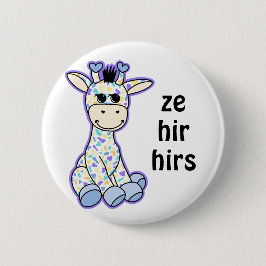 IHRE PRONOUNS Niedliche Genderfaun-Flag-Giraffe Button