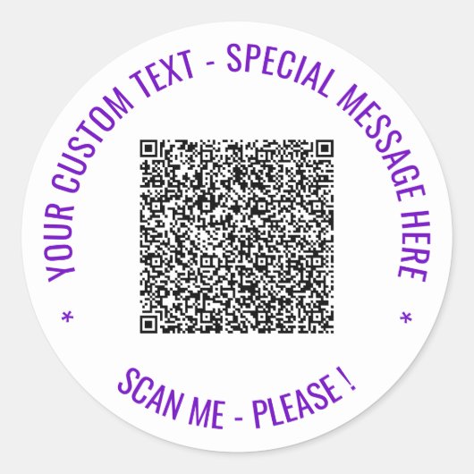 Ihre QR-Code-Prüfung Info Benutzerdefinierter Text Runder Aufkleber (Vorderseite)