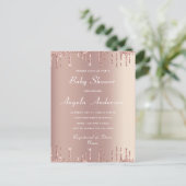 Ihre QR Code Rose Gold Baby Girl Shower Einladung Postkarte (Stehend Vorderseite)