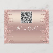 Ihre QR Code Rose Gold Baby Girl Shower Einladung Postkarte (Rückseite)