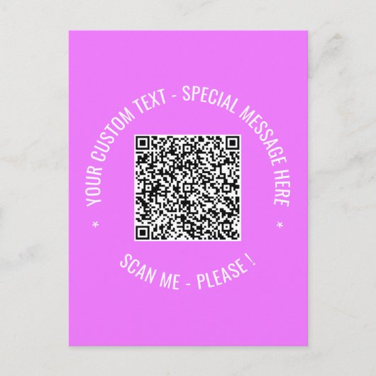 Ihre QR-Code-Scan-Info Benutzerdefinierte Text-Gru Postkarte (Vorderseite)