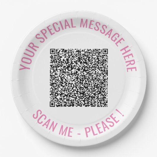 Ihre QR-Code-Scan-Info Benutzerdefinierte Text-Pap Pappteller (Vorderseite)