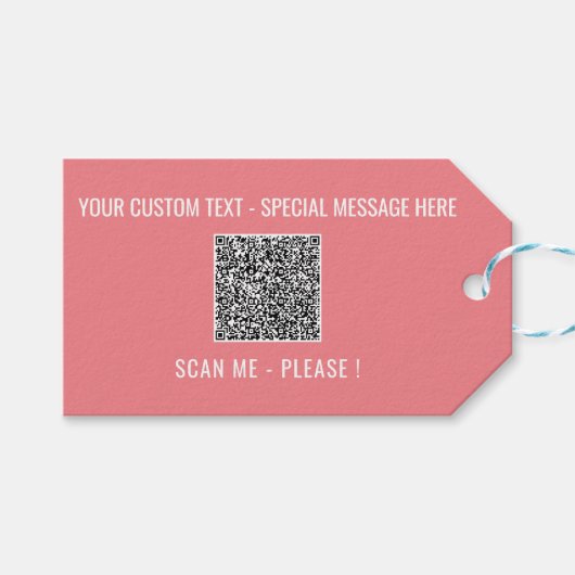 Ihre QR-Code-Scan-Info Benutzerdefinierte Textfarb Geschenkanhänger (Vorderseite (Horizontal))
