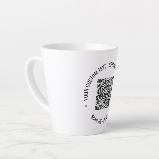 Ihre QR Code Scan Info Text Latte-Tasse Milchtasse (Linke Ecke)