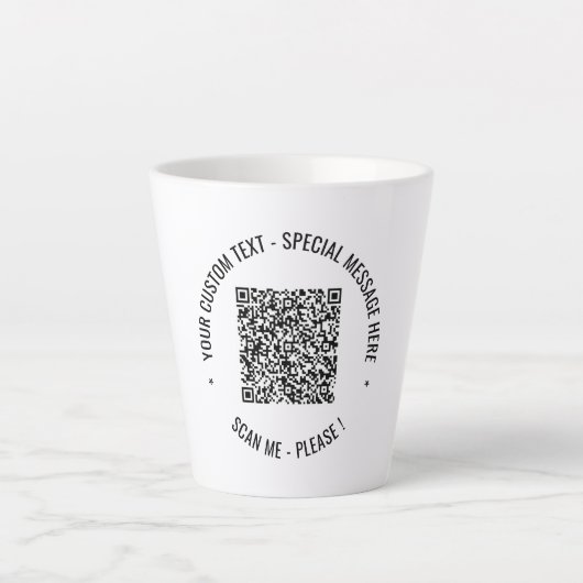 Ihre QR Code Scan Info Text Latte-Tasse Milchtasse (Vorderseite)