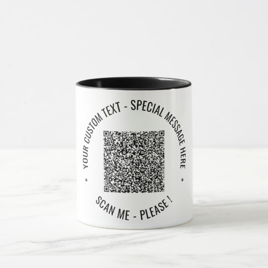 Ihre QR-Code-Scan-Info-Text und Farben-Tasse Tasse (Zentrum)