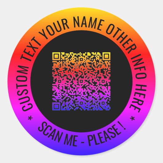 Ihre QR-Code-Scan-Info und benutzerdefinierte Text Runder Aufkleber (Vorderseite)