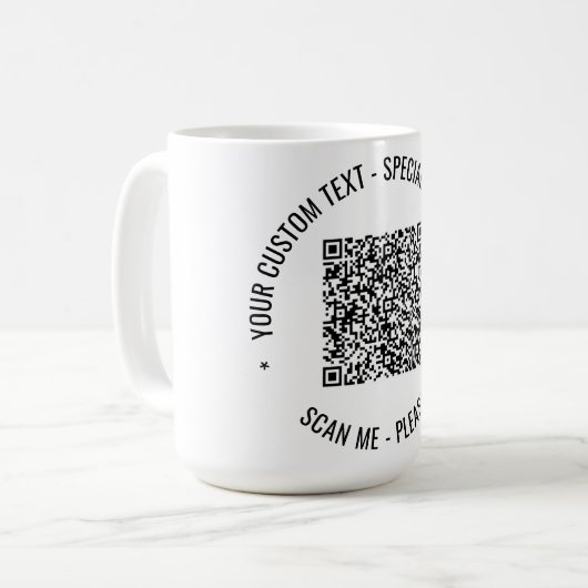 Ihre QR-Code-Scan-Info und die Tasse für den benut (Vorderseite Links)