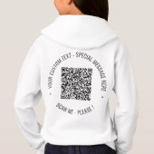 Ihre QR-Code-Scan-Info und Ihr benutzerdefinierter Hoodie (Rückseite)
