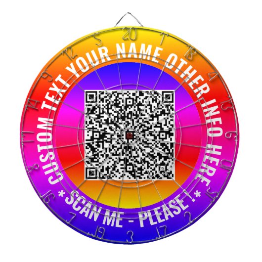 Ihre QR-Code-Scan-Info und Ihr benutzerdefiniertes Dartscheibe (vorne)