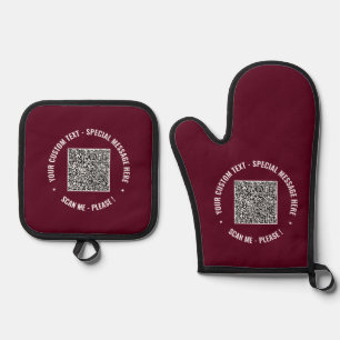 Ihre QR-Code-Scan-Informationen Benutzerdefinierte Ofenhandschuh & Topflappen-Set