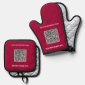 Ihre QR-Code-Scan-Informationen Benutzerdefinierte Ofenhandschuh & Topflappen-Set (Vorderseite/Rückseite)