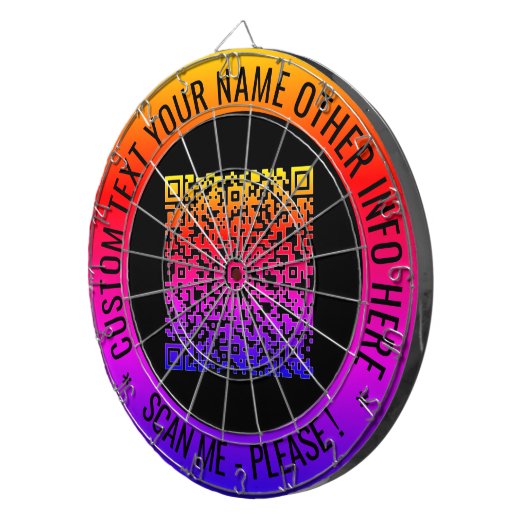 Ihre QR-Code-Scan und Ihr benutzerdefiniertes Text Dartscheibe (Vorderseite rechts)