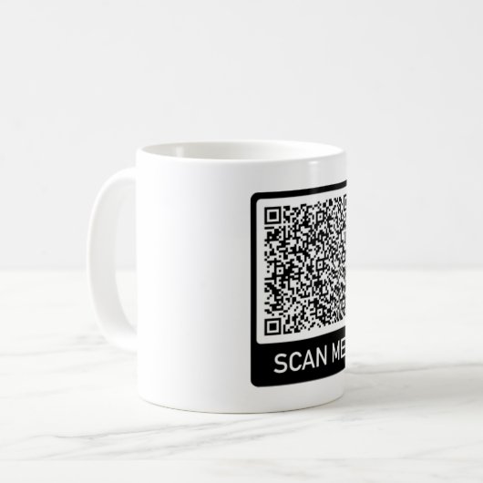 Ihre QR Code Tasse Scan Info Funny Mugs Geschenk (Vorderseite Links)