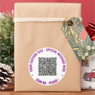 Ihre QR-Code-Text-Sticker mit individuellem Text - Runder Aufkleber
