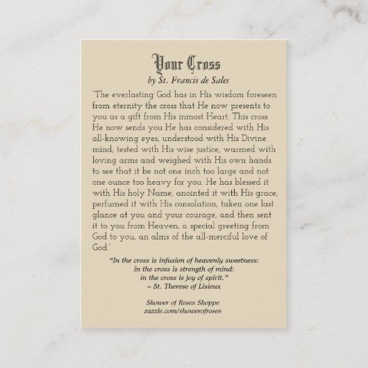 Ihre Querheilige Karte st Francis de Sales Quote (Rückseite)