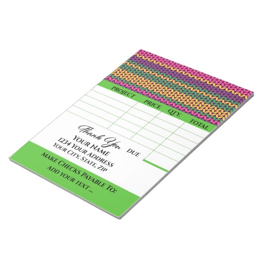 Ihre Rechnung Notizblock (angewinkelt)