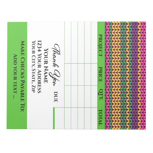 Ihre Rechnung Notizblock (Vorderseite)