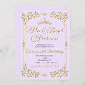 Ihre Royal Fivity Gold Princess 5. Geburtstag Einladung (Vorne/Hinten)