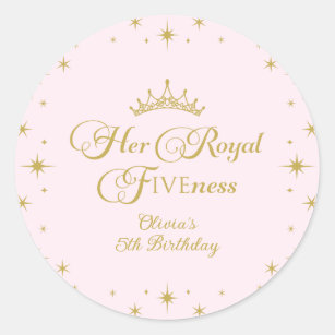 Ihre Royal Fivity Gold Princess 5. Geburtstag Runder Aufkleber