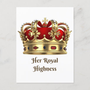 Ihre Royal Highness Red and Golden Royalty Crown Postkarte