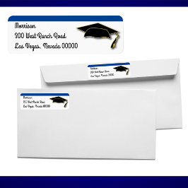 Ihre Schule Farbe Graduation Cap Monogram Blue