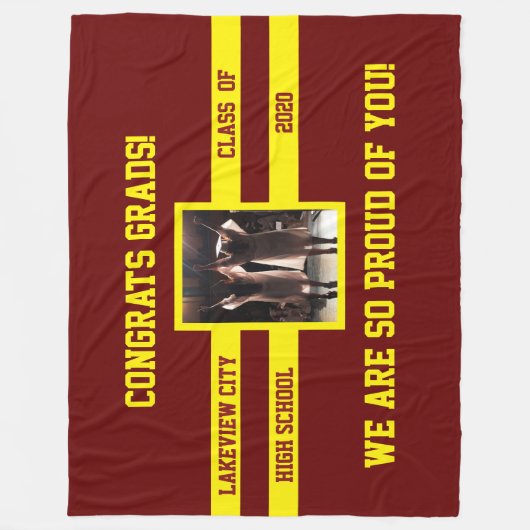 Ihre Schulfarben und Foto-Glückwunsch Absolventen Fleecedecke (Vorderseite)