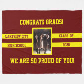 Ihre Schulfarben und Foto-Glückwunsch Absolventen Fleecedecke (Vorderseite (Horizontal))