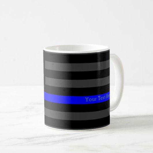 Ihre schwarze US Flagge Text-dünne Blue Lines Kaffeetasse (VorderseiteRechts)