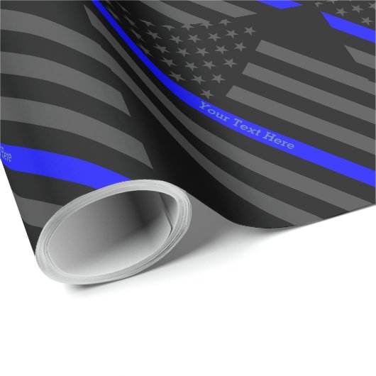 Ihre schwarze US Flaggen-Grafik Text-dünne Blue Geschenkpapier (Rolleneckpunkt)