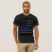Ihre schwarze US Flaggen-Mode Text-dünne Blue T-Shirt (Vorne ganz)
