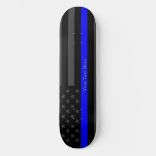 Ihre Schwarzes Text-dünne Blue Lines Skateboard