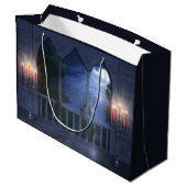 Ihre Silberne Mantle-Geschenktasche Große Geschenktüte (Rückseite Schrägansicht)