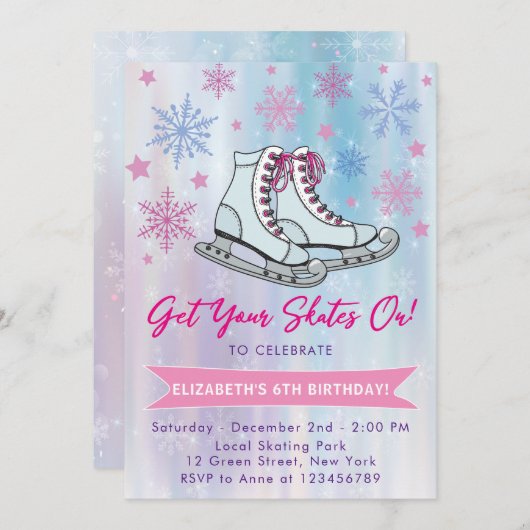 Ihre Skate auf Eis-Skaten-Party Einladung (Vorne/Hinten)