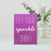 Ihre Sparkle Shine Lila Glitzer Postkarte gelassen (Stehend Vorderseite)
