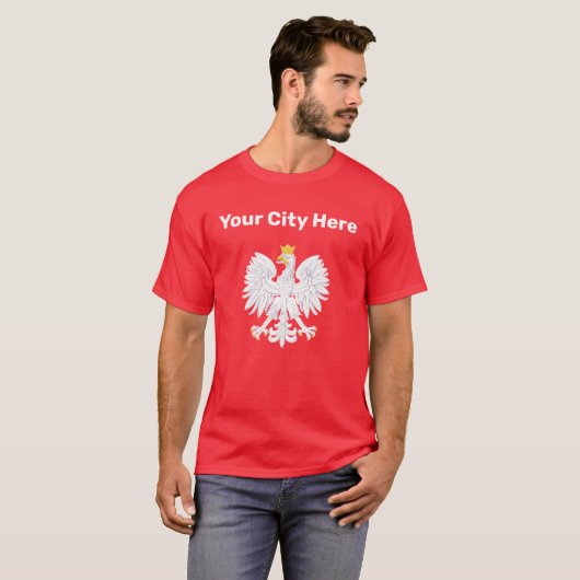 Ihre Stadt hier Custom Polish Adlerhemd T-Shirt (Vorne ganz)