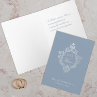 Ihre Stimme dusty Blue Vintage Wappen Braut Hochze