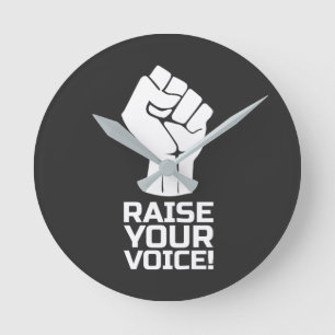 Ihre Stimme erheben 1 w Runde Wanduhr