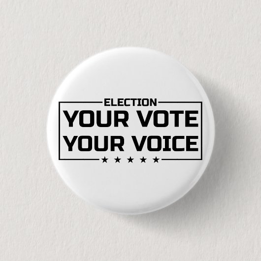 Ihre Stimme Ihr schwarzer Schriftart Button (Vorderseite)