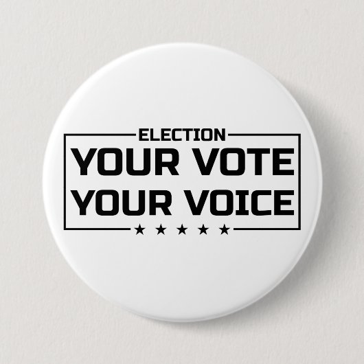Ihre Stimme Ihr schwarzer Schriftart Button (Vorderseite)