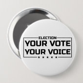 Ihre Stimme Ihr schwarzer Schriftart Button (Vorne & Hinten)