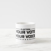 Ihre Stimme Ihr schwarzer Schriftart Espressotasse (Vorderseite)